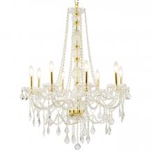 Worldwide Lighting Corp W83106G28-CL - Provence 8-Light Gold Finish and Clear Crystal Chandelier 28 in. Dia x 34 in. H Large