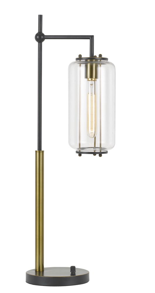 60w Natchez Metal Two Tone Table Lamp With Glass Shade Edison Bulb 60w Natchez Metal Two Tone Table Lamp With Glass Shade Edison Bulb Included