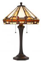 CAL Lighting BO-3016TB - 60W x 2 Tiffany table lamp with pull chain switch with resin lamp body