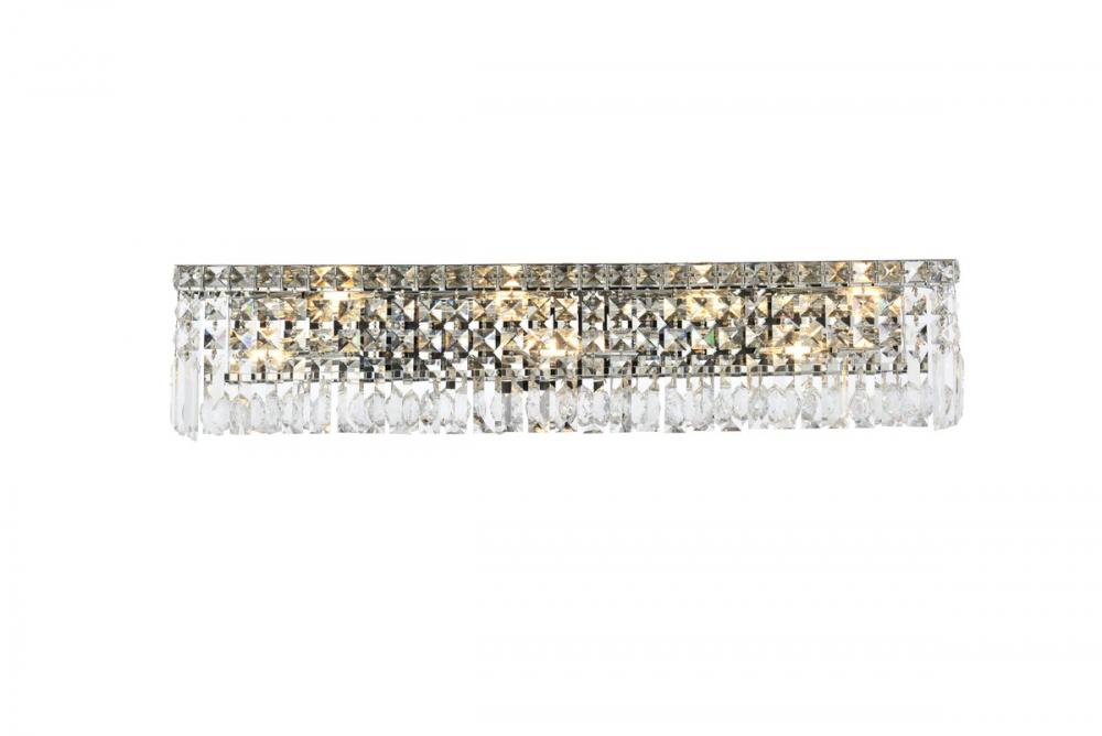 MaxIme 7 Light Chrome Wall Sconce Clear Royal Cut Crystal