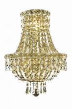 Elegant V2528W12G/RC - Tranquil 3 Light Gold Wall Sconce Clear Royal Cut Crystal