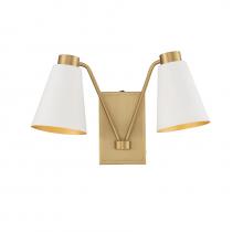 Savoy House Meridian M90076WHNB - 2-Light Wall Sconce in White with Natural Brass